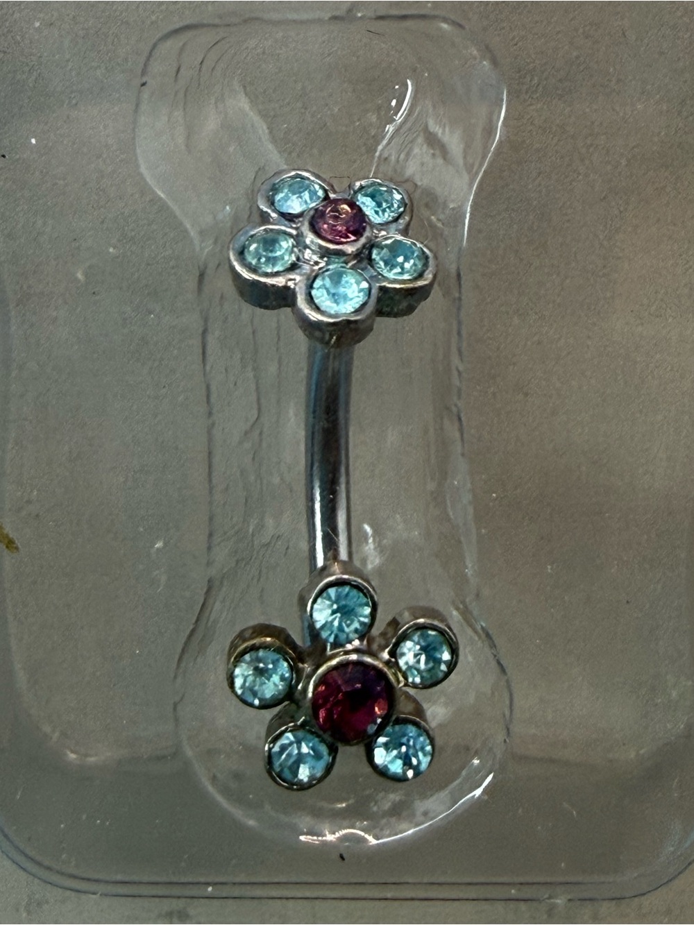Cato Floral Gem Belly Ring - Aqua & Magenta for your naval